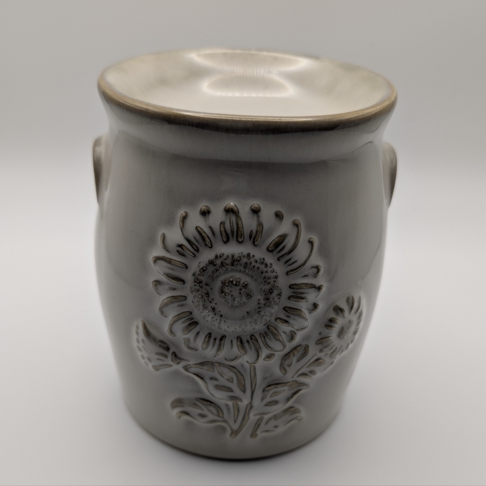 Yankee Candle Brown Tan Stoneware Jug Sunflower Tarts Wax Warmer Retired